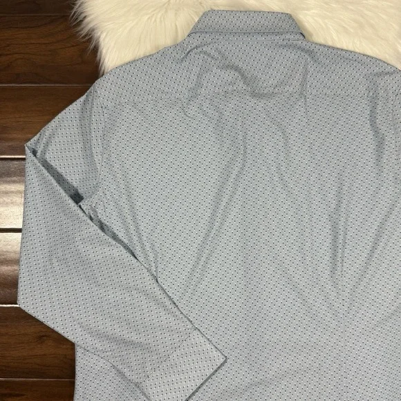 Mizzen + Main Men's Size XXL Blue Dot Trim Fit Leeward Button Up Shirt L/S